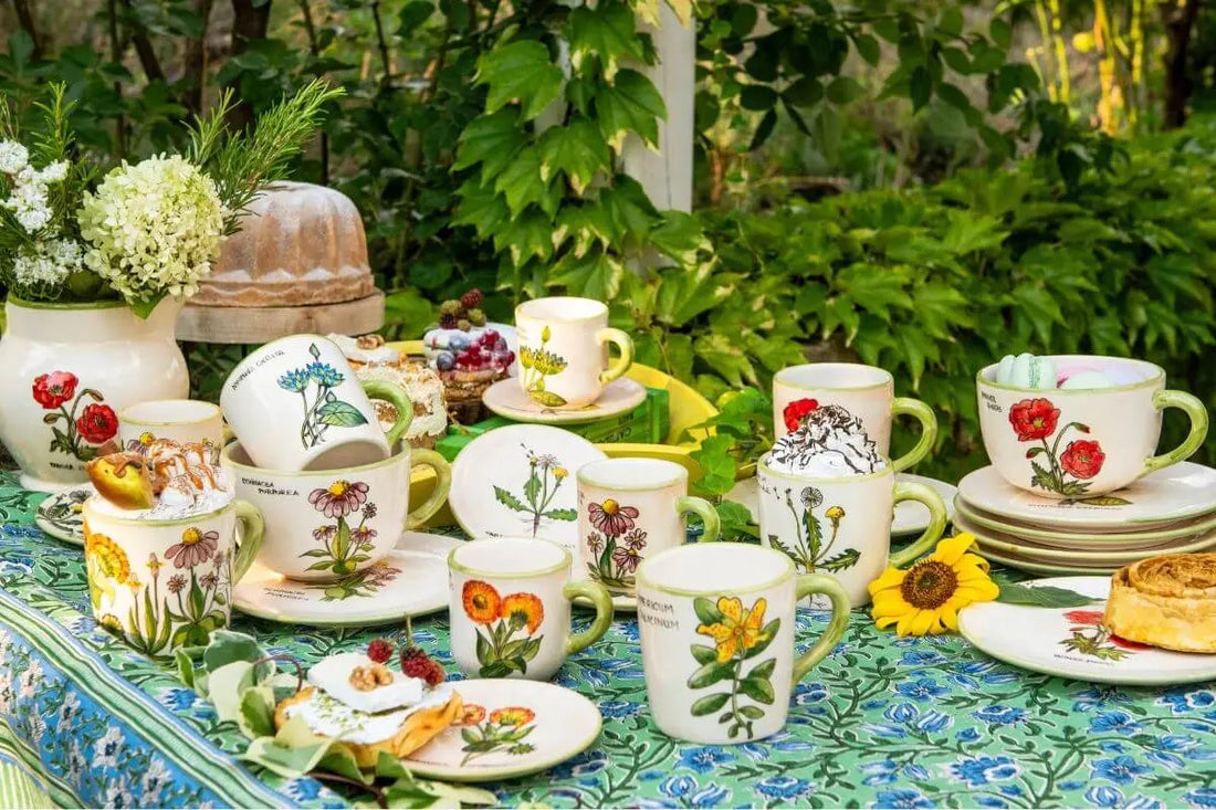 Botanica kerámia szettek vintage hangulatú reggeliző asztalon