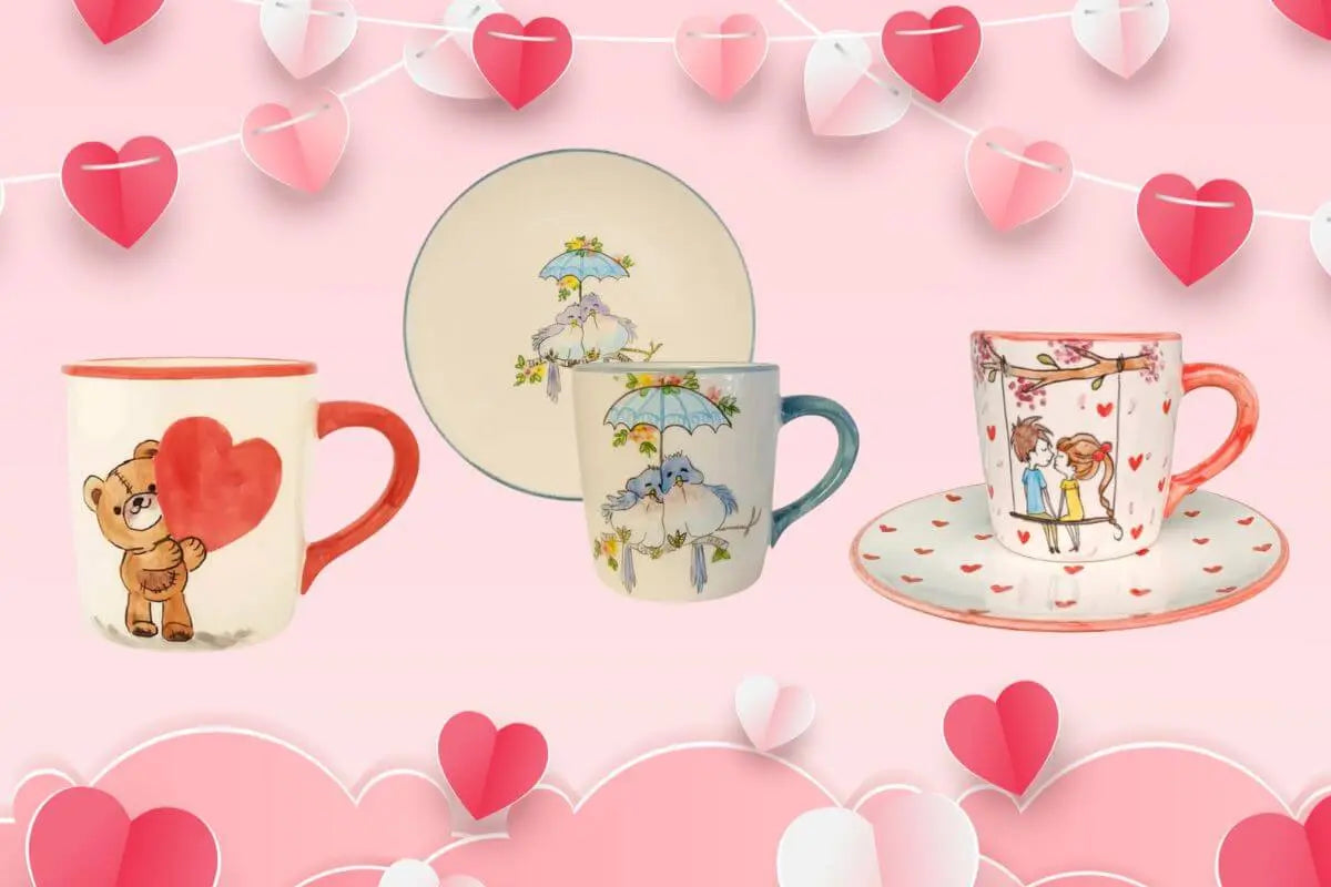 romantikus kézzel festett bögrék Valentin-napi ajándékötletként