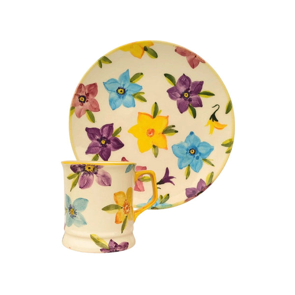 Feliratos neves nebáncsvirág bögre és reggeliző tányér