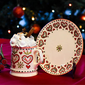 Karácsonyi Szívek  Bögre Tányérral