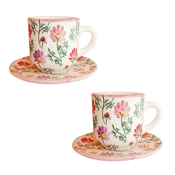 Pille Virág Páros Kávés Bögre Kistányérral AKCIÓ