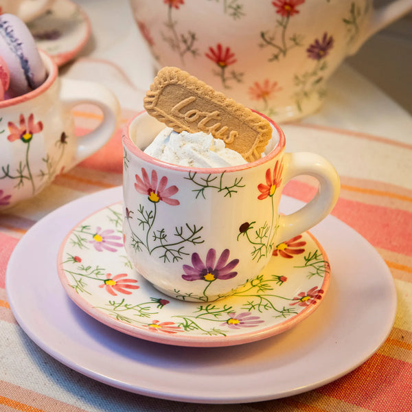 Pille Virág Páros Kávés Bögre Kistányérral AKCIÓ