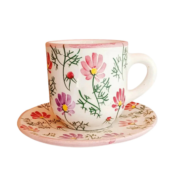 Pille Virág Páros Kávés Bögre Kistányérral AKCIÓ